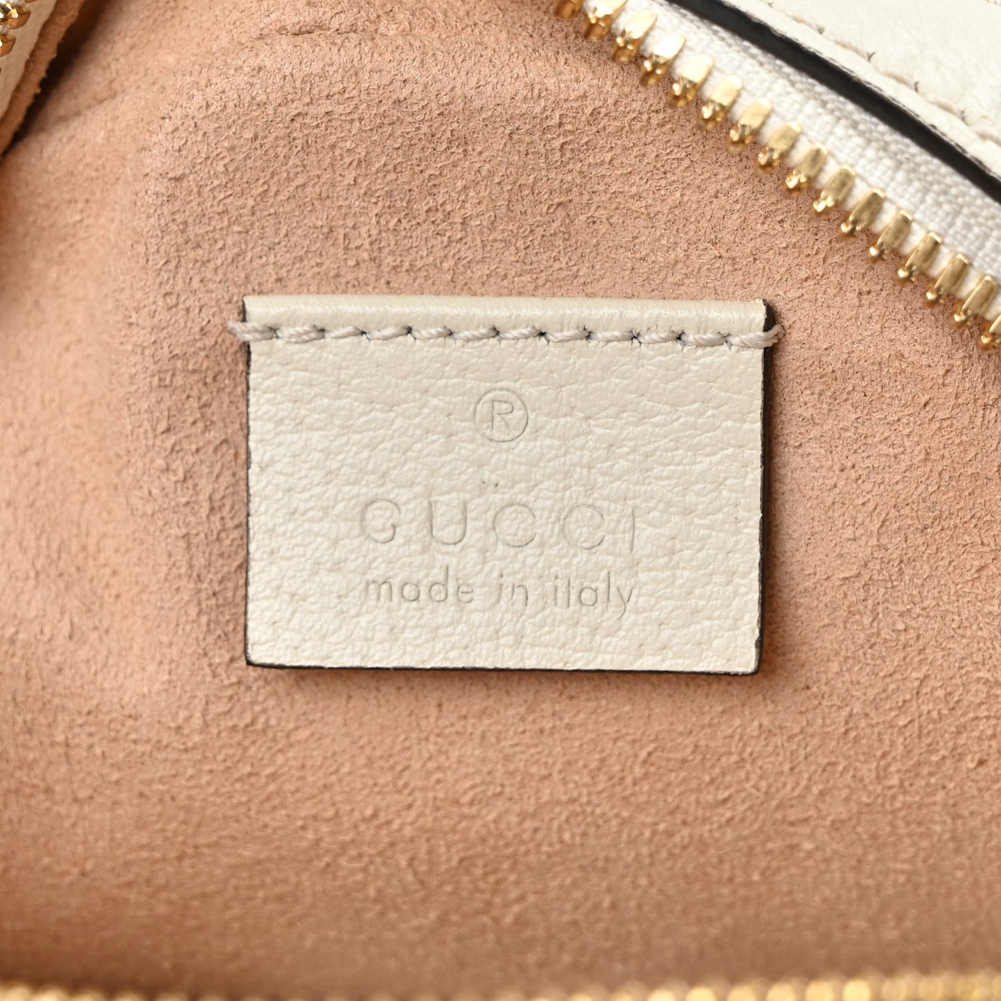 Textured Calfskin Web Mini Ophidia Round Shoulder Bag Mystic White