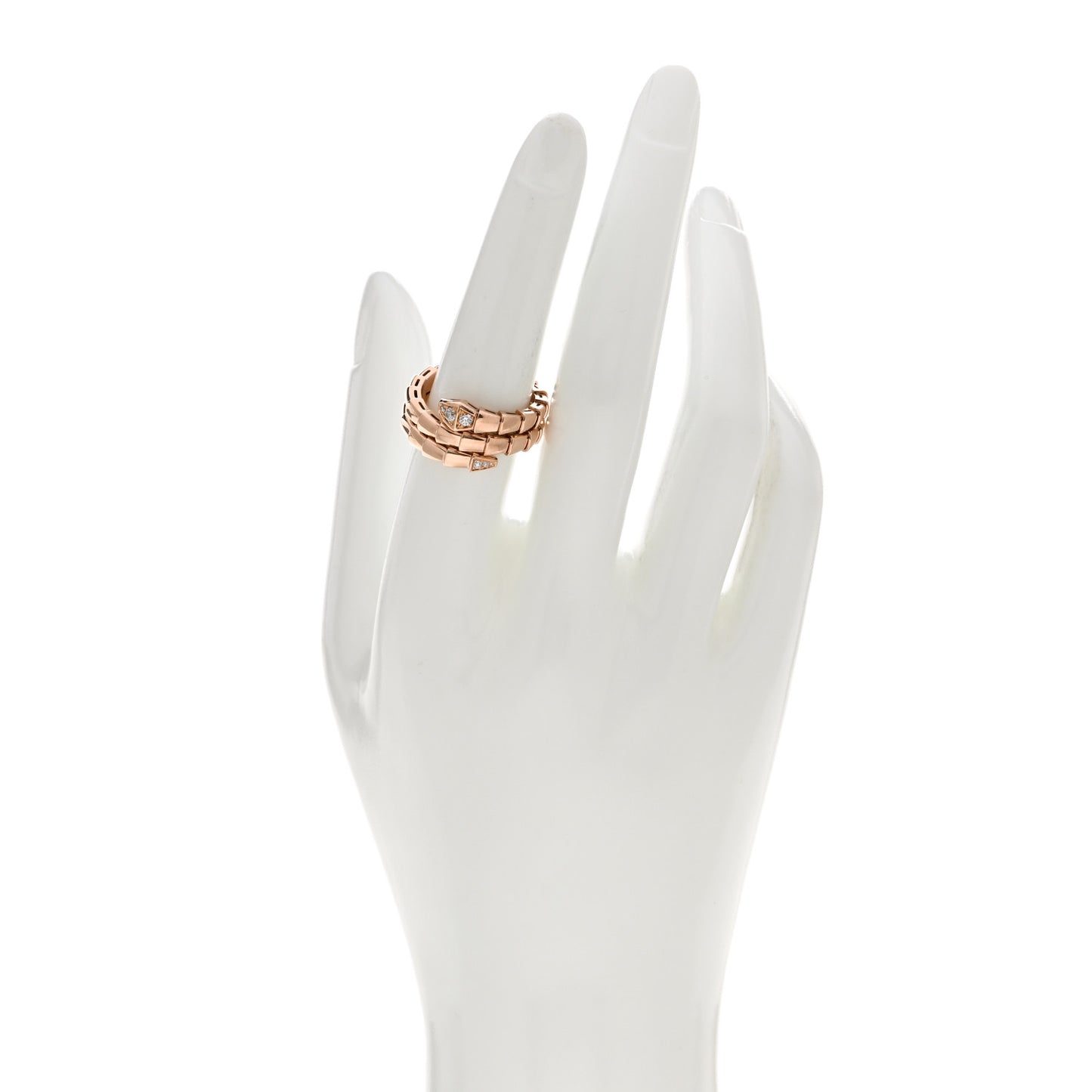 18K Rose Gold Diamond Serpenti Viper Wrap Ring L