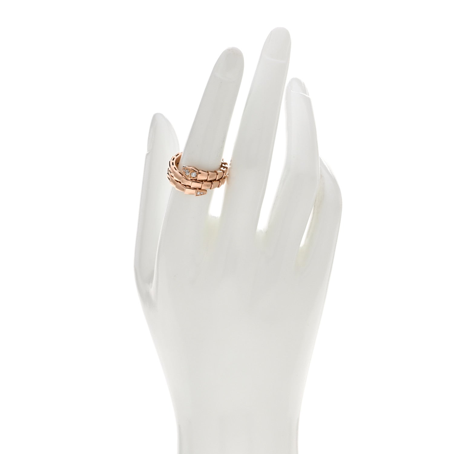Bulgari 18K Rose Gold Diamond Serpenti Viper Wrap Ring L 2 of 5