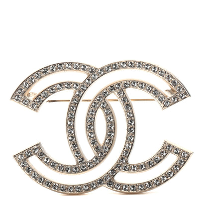 Chanel Crystal CC Brooch Light Gold 1 of 4