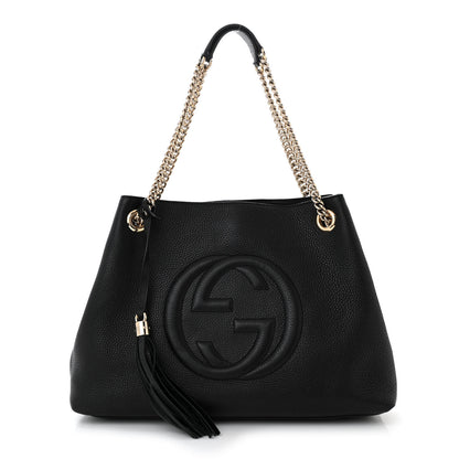 Gucci Pebbled Calfskin Medium Soho Chain Shoulder Bag Black 1 of 10