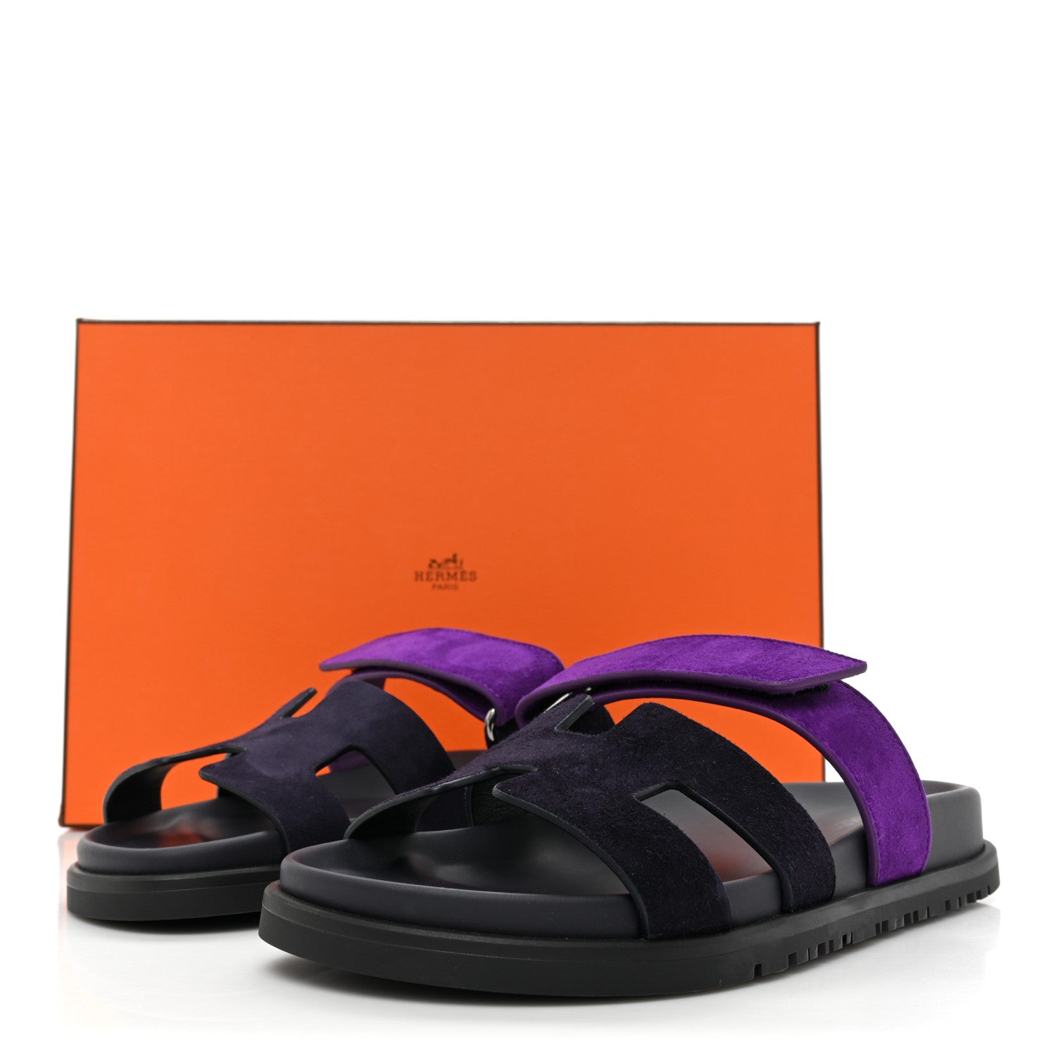 Hermes Suede Goatskin Womens Chypre Sandals 36 Marine Violet Majorette 9 of 9