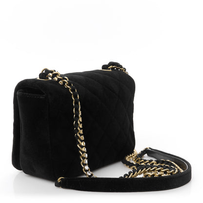 Chanel Velvet Quilted Crystal CC Mini Flap Black 3 of 10