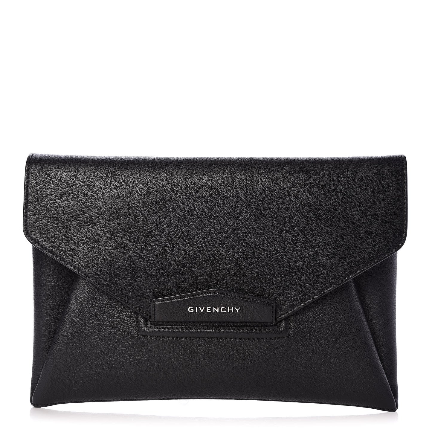 Sugar Goatskin Medium Antigona Envelope Clutch Black