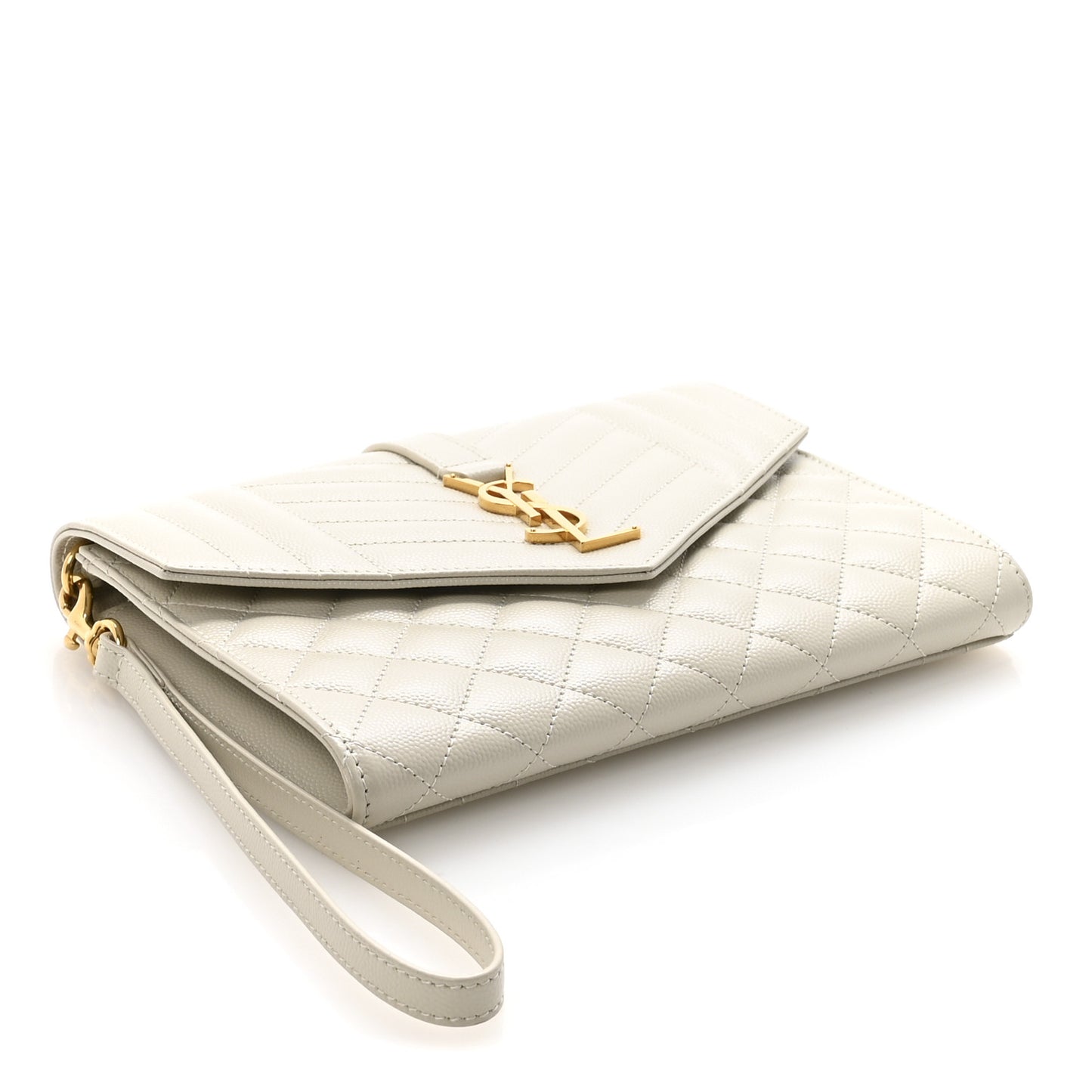Grain De Poudre Textured Mixed Matelasse Triquilt Monogram Clutch Crema Soft