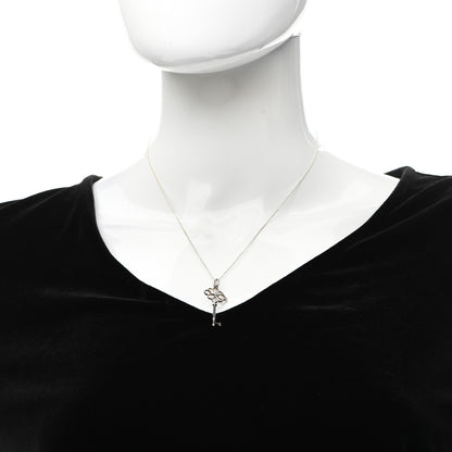 Tiffany Sterling Silver Diamond Knot Key Pendant Necklace 2 of 4