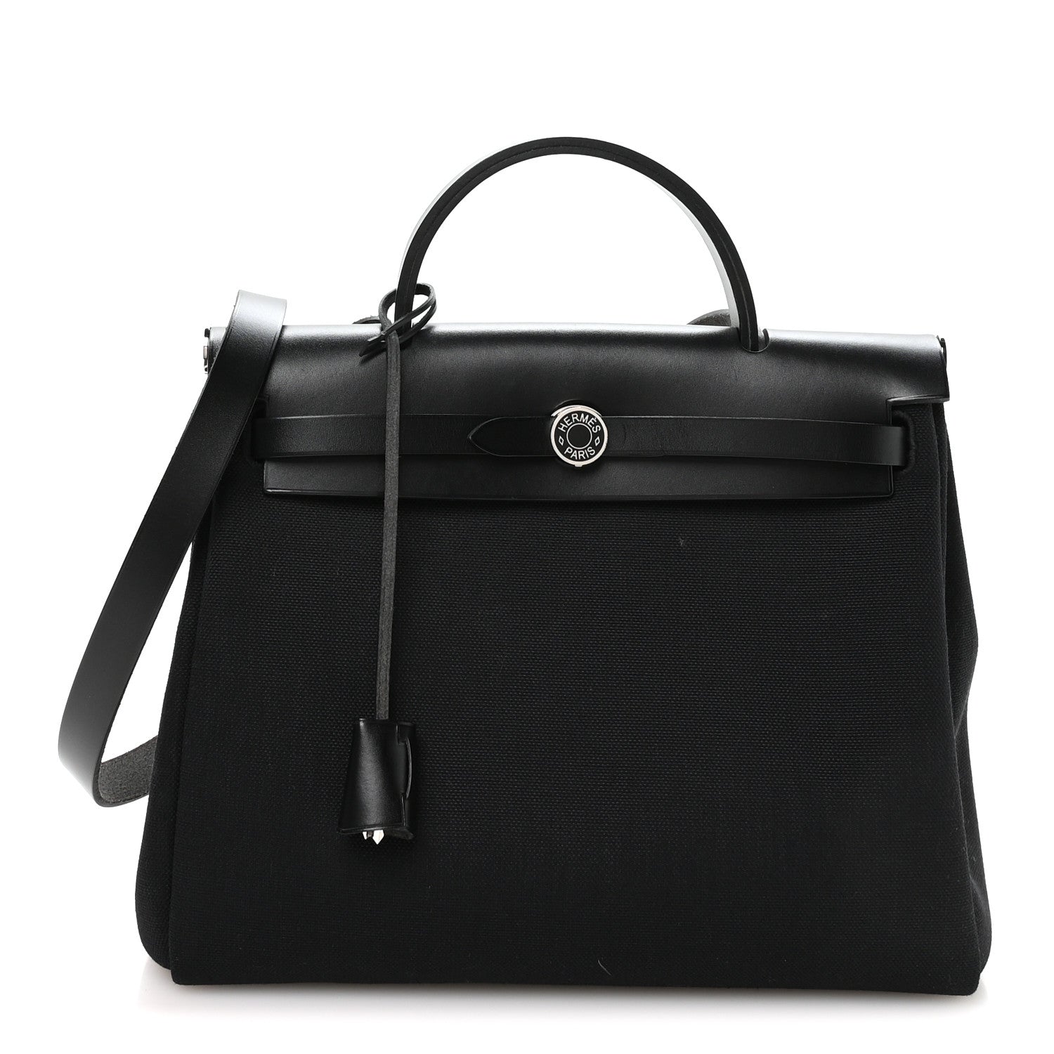 Hermes Military Toile Vache Hunter Herbag Zip Retourne 31 PM Black 1 of 11