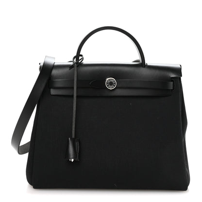 Hermes Military Toile Vache Hunter Herbag Zip Retourne 31 PM Black 1 of 11