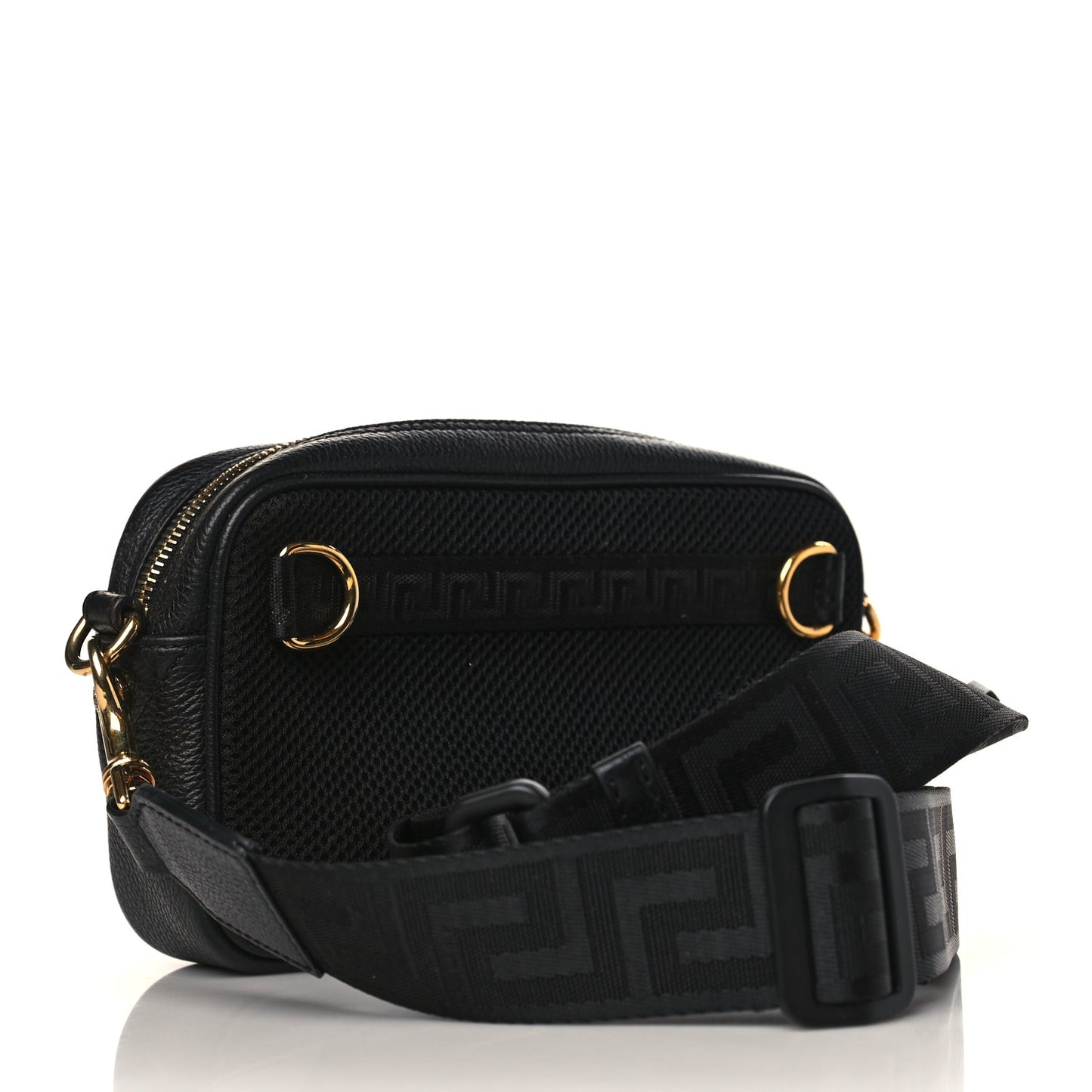 Grained Calfskin Medusa Belt Bag Black