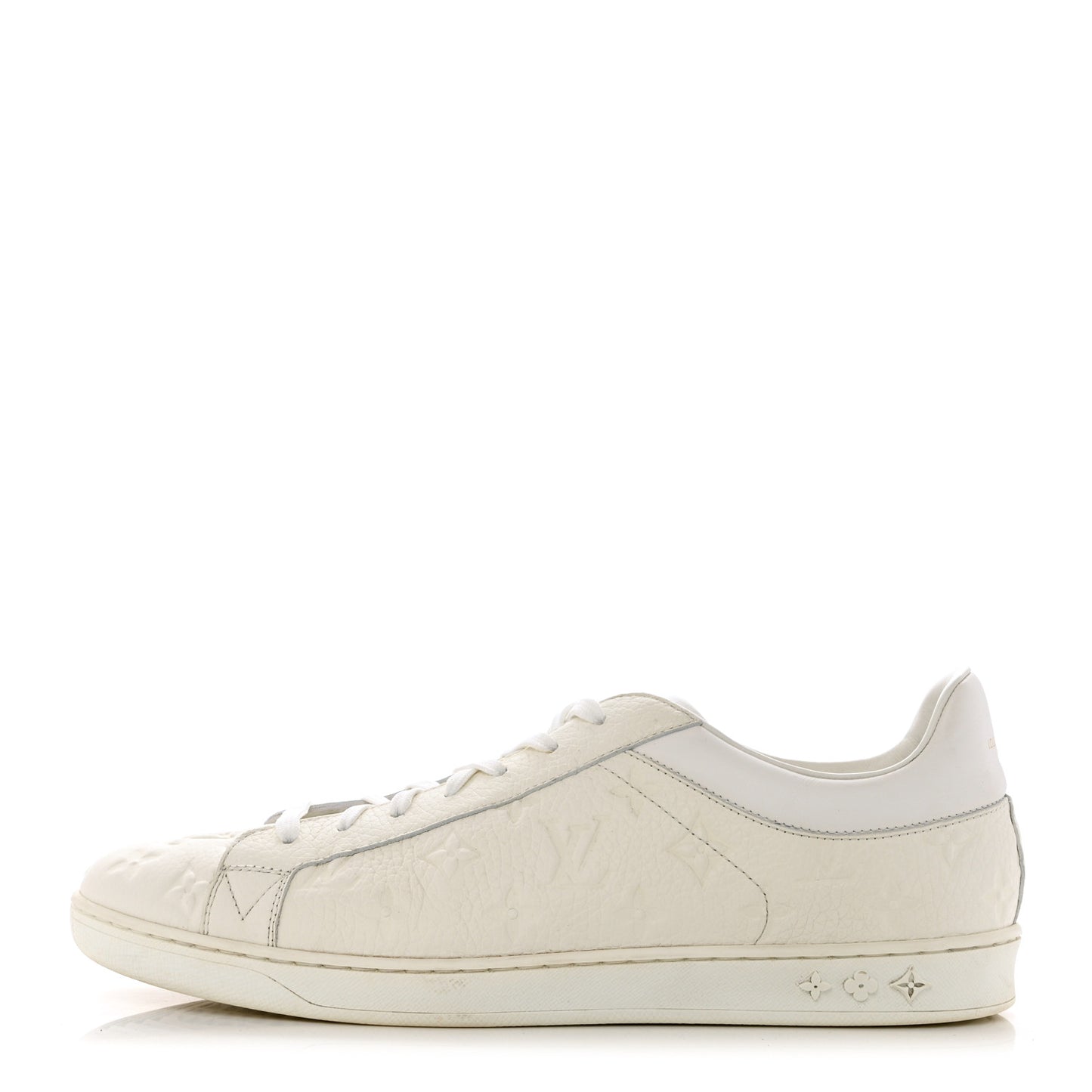 Grained Calfskin Embossed Monogram Mens Luxembourg Sneakers 10.5 White