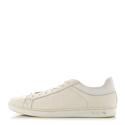 Louis Vuitton Grained Calfskin Embossed Monogram Mens Luxembourg Sneakers 10.5 White 1 of 11