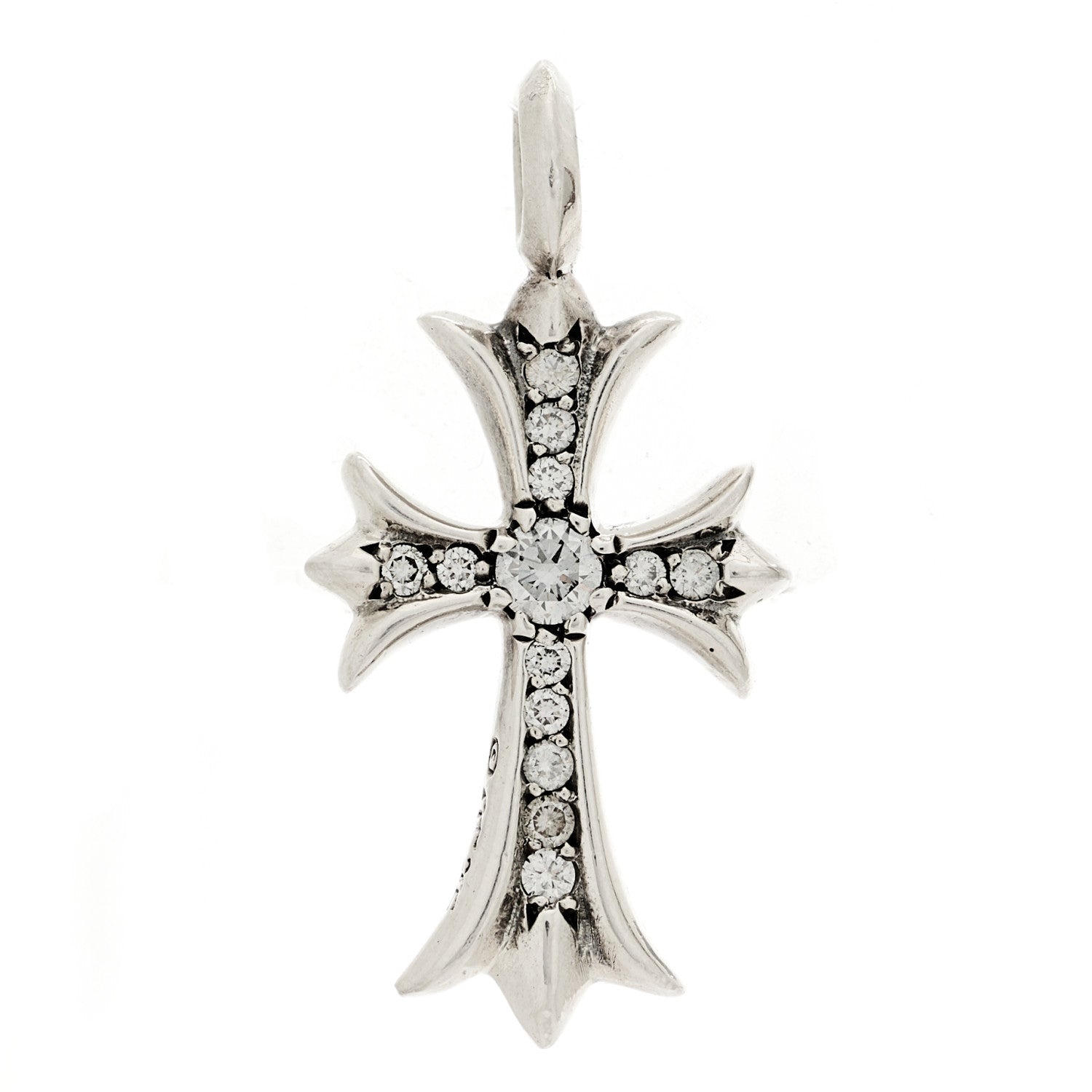 Chrome Hearts Sterling Silver Diamond CH Cross Pendant 1 of 5
