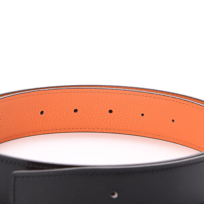 Hermes Box Togo 32mm H Belt 85 Black Orange 6 of 7