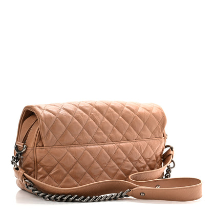 Chanel Aged Calfskin Quilted Medium Chain Detail Flap Light Brown 3 of 11