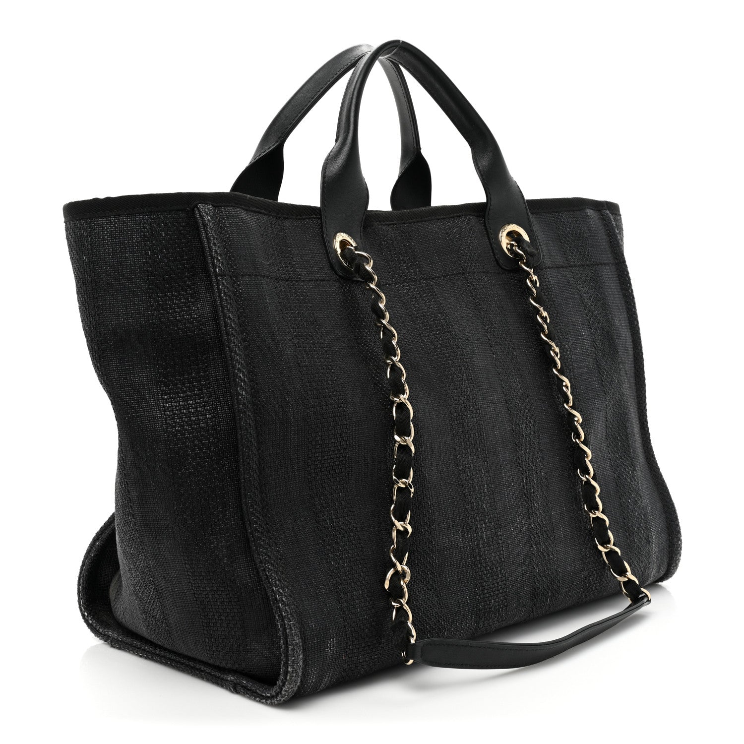 Chanel Mixed Fibers Calfskin Striped Medium Deauville Tote Black 3 of 17