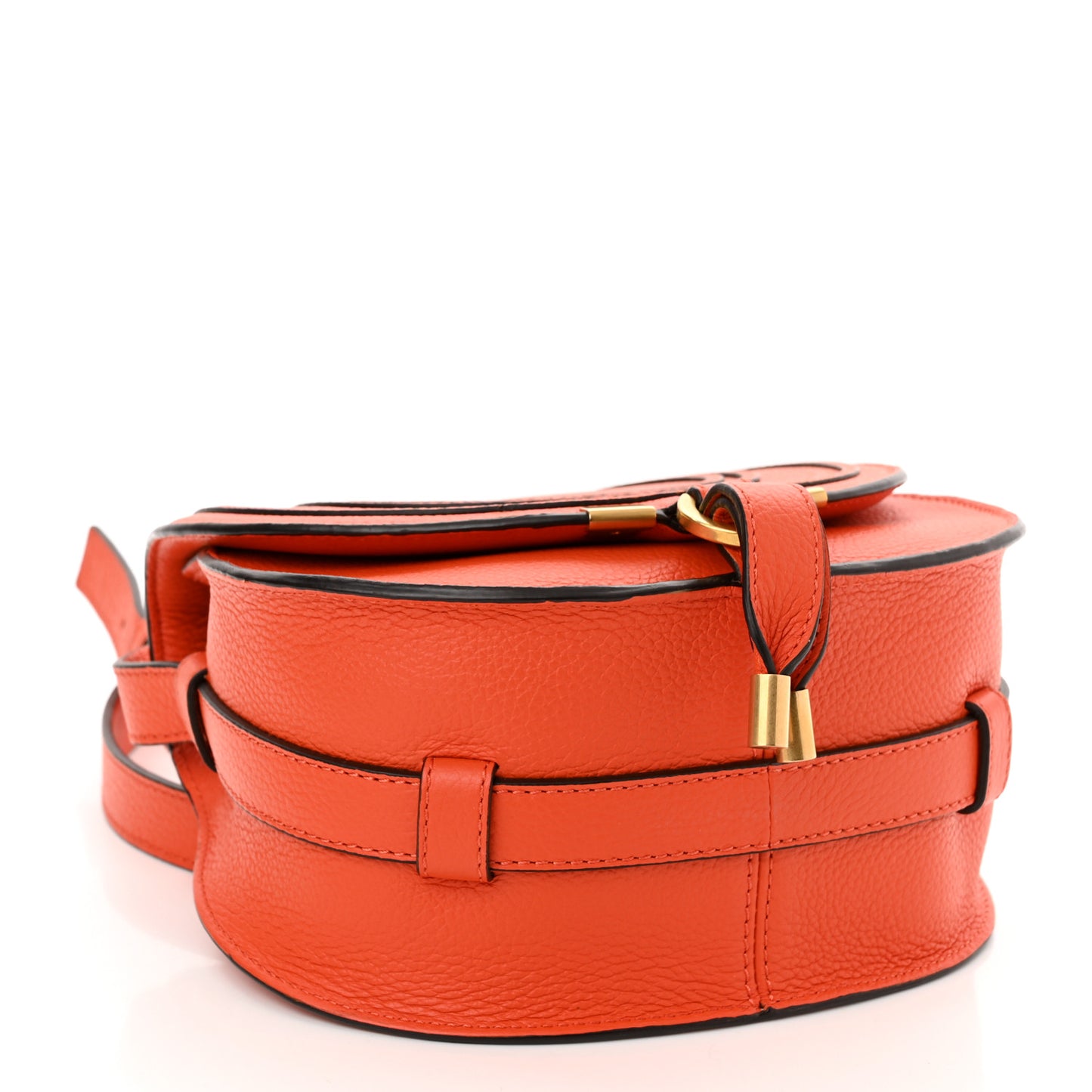 Calfskin Mini Marcie Round Crossbody Bag Rusted Orange