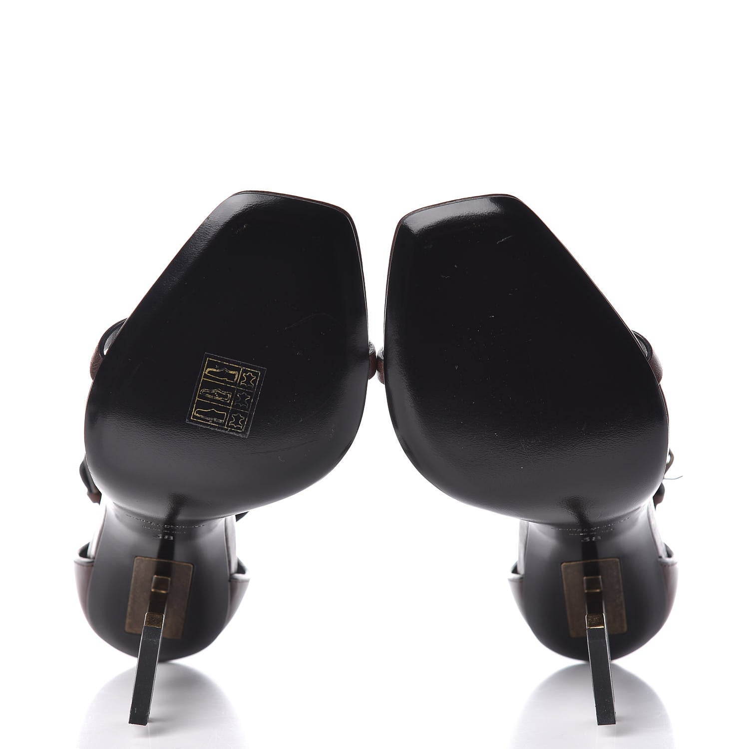 Saint Laurent Calfskin Opyum Sandals 38 Brown 5 of 10