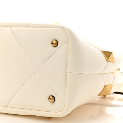 Valentino Garavani Nappa Small Roman Stud The Handle Bag Ivory 10 of 10