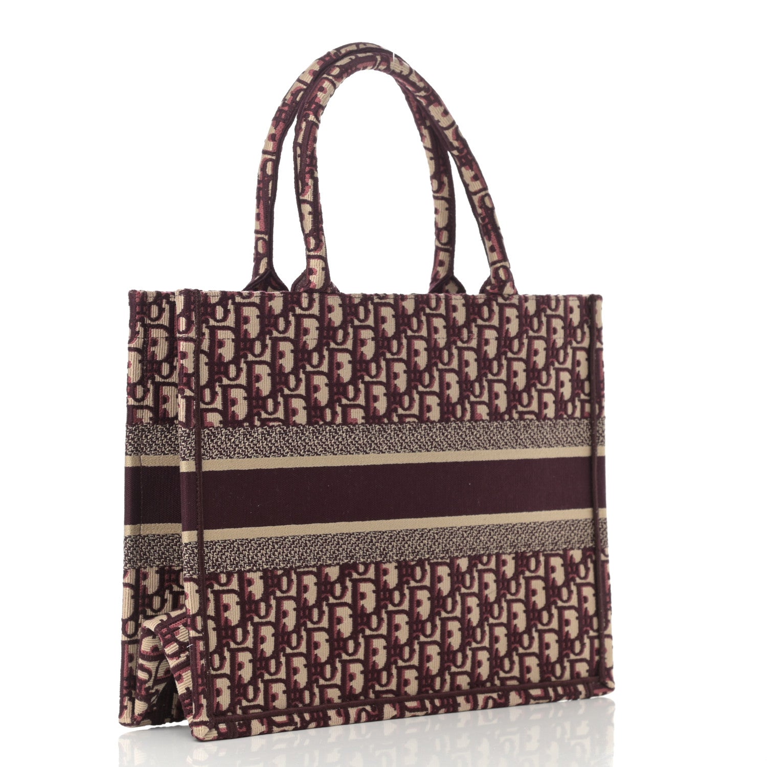 Christian Dior Oblique Medium Book Tote Burgundy Multicolor 3 of 10