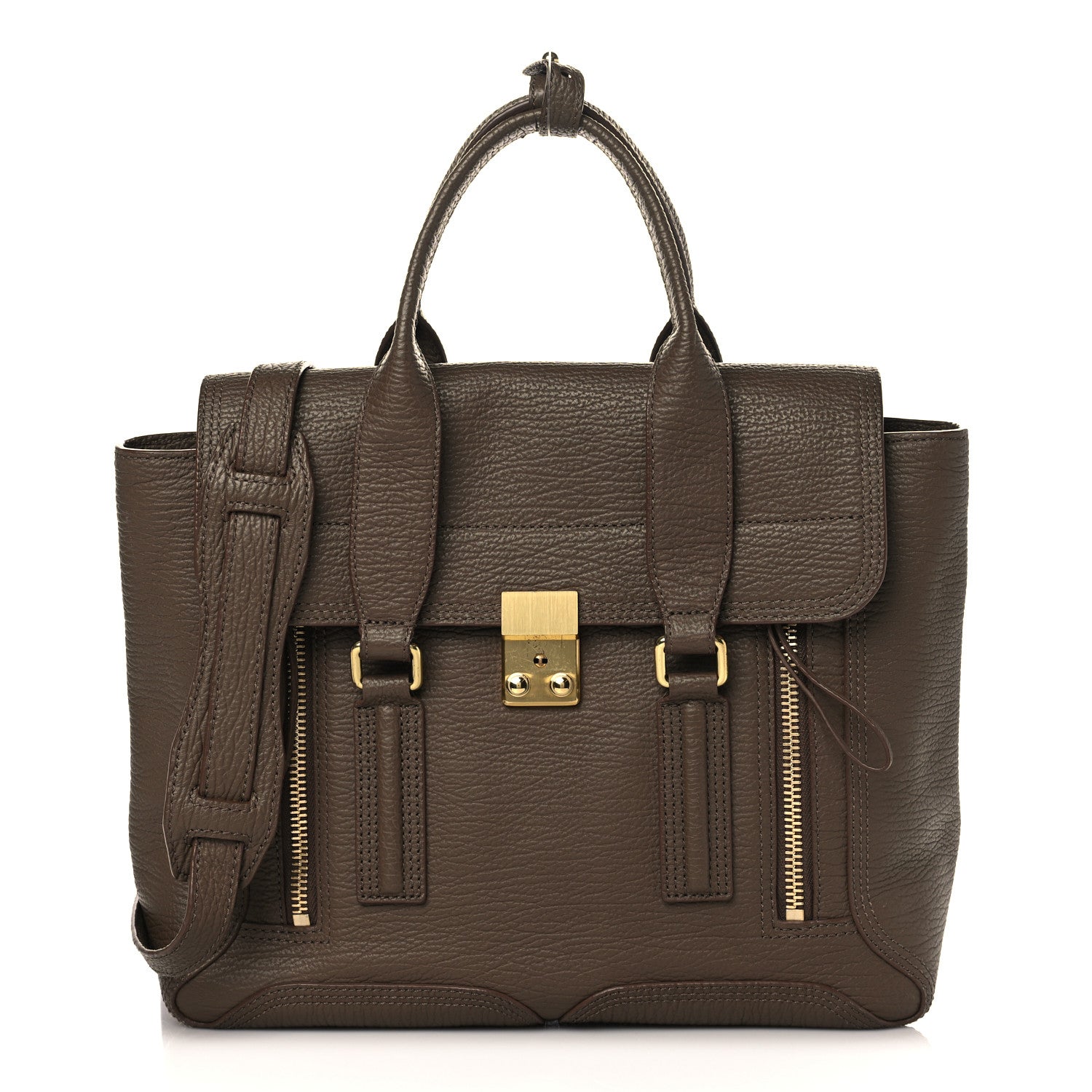 3.1 Phillip Lim Textured Calfskin Medium Pashli Satchel Taupe 1 of 8