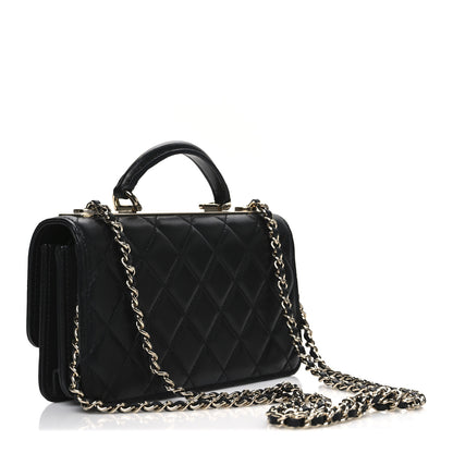 Chanel Lambskin Quilted Trendy CC Dual Handle Clutch With Chain Black 3 of 12