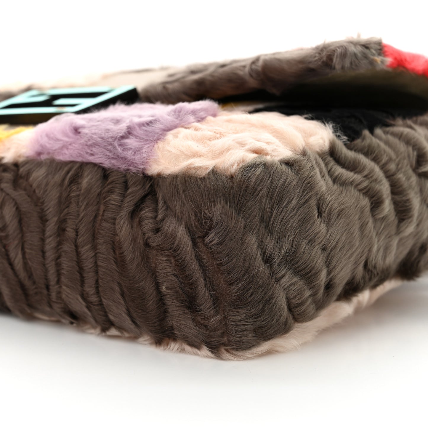 Astrakhan Fur Geometric Print Re-Edition Baguette Multicolor Tortora