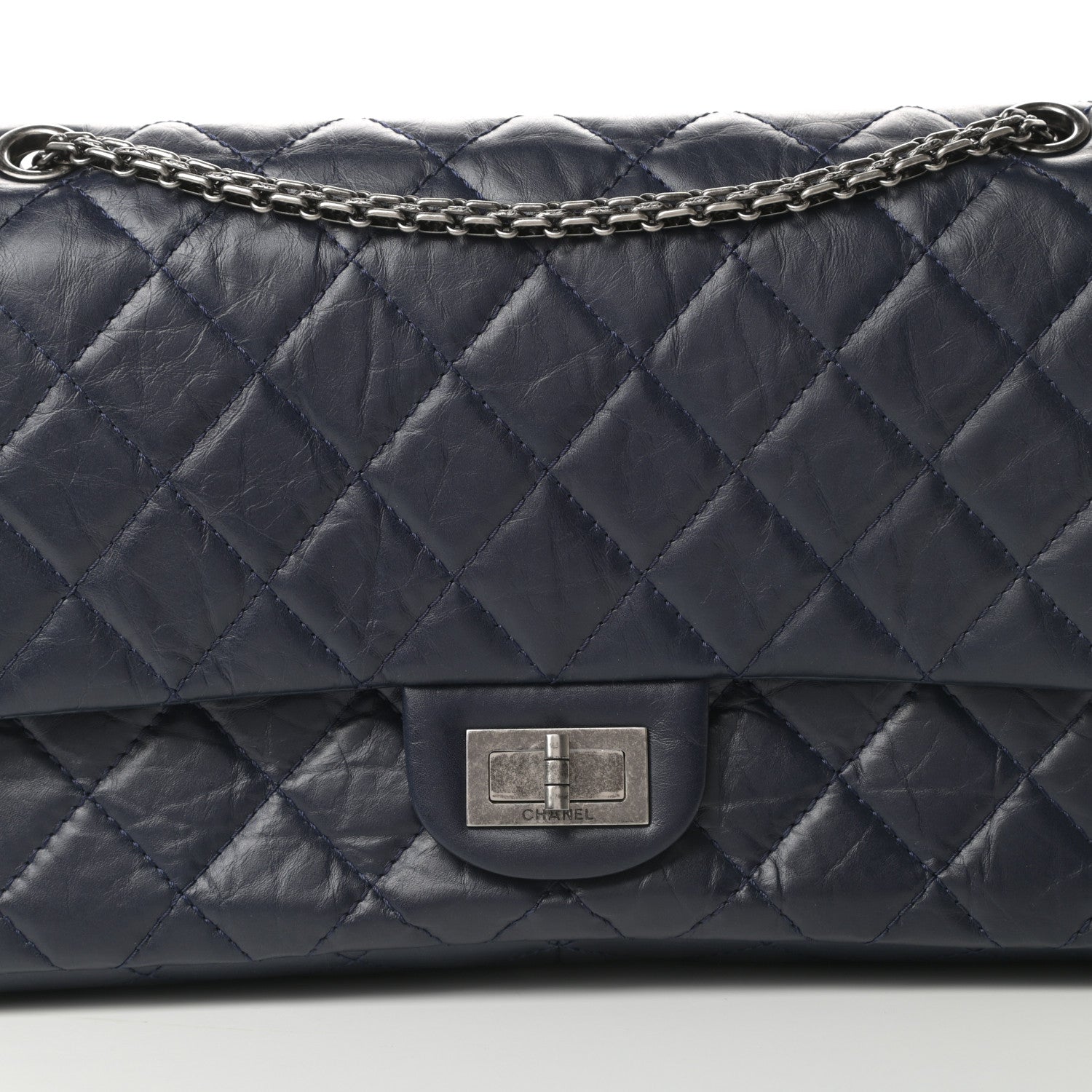 Chanel Aged Calfskin Quilted 2.55 Reissue 227 Flap Navy Blue 8 of 16
