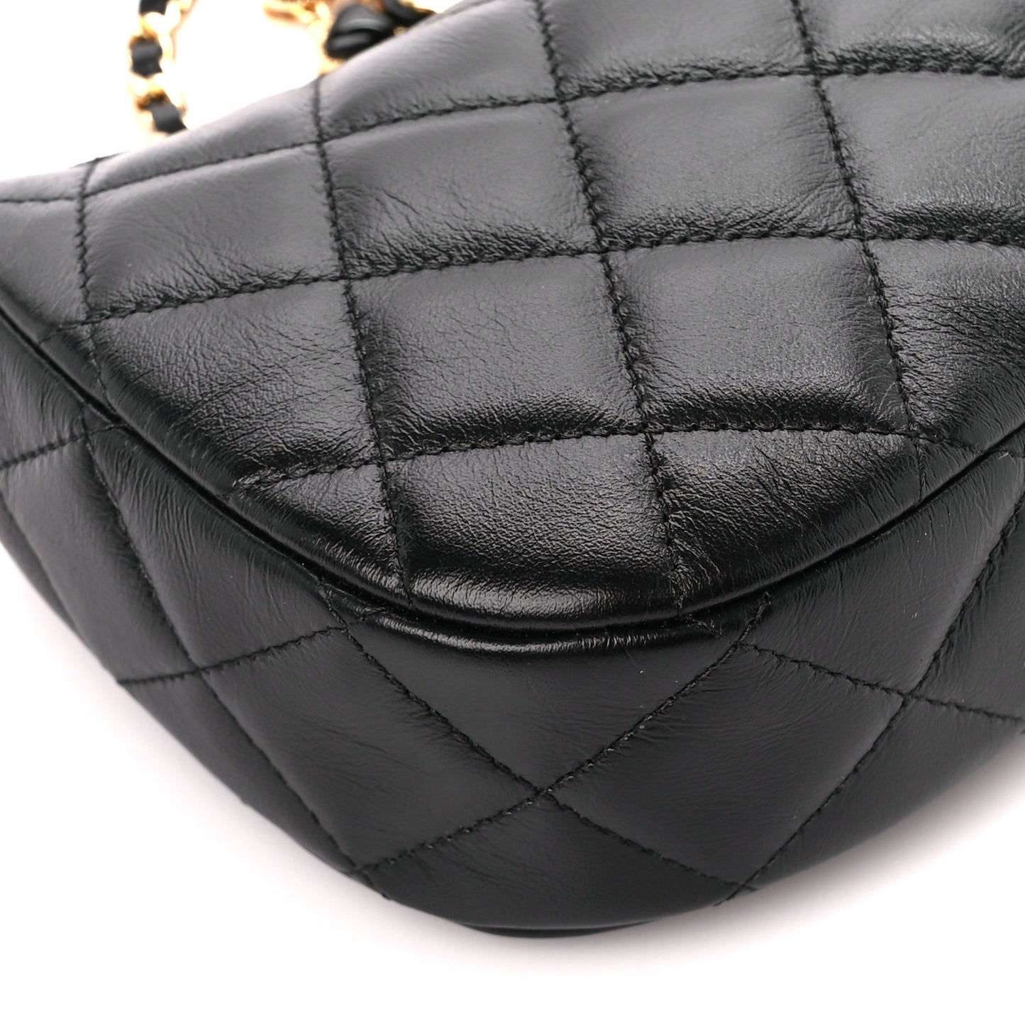Shiny Crumpled Calfskin Quilted Enamel Heart Hobo Black
