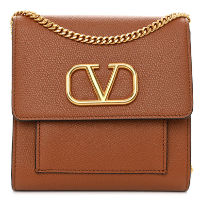 Valentino Garavani Grainy Calfskin VLogo Crossbody Bag Saddle Brown 1 of 9