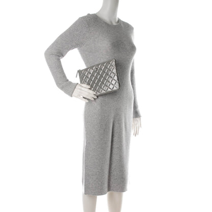 Chanel Metallic Lambskin Quilted Medium Cosmetic Case Silver 2 of 7