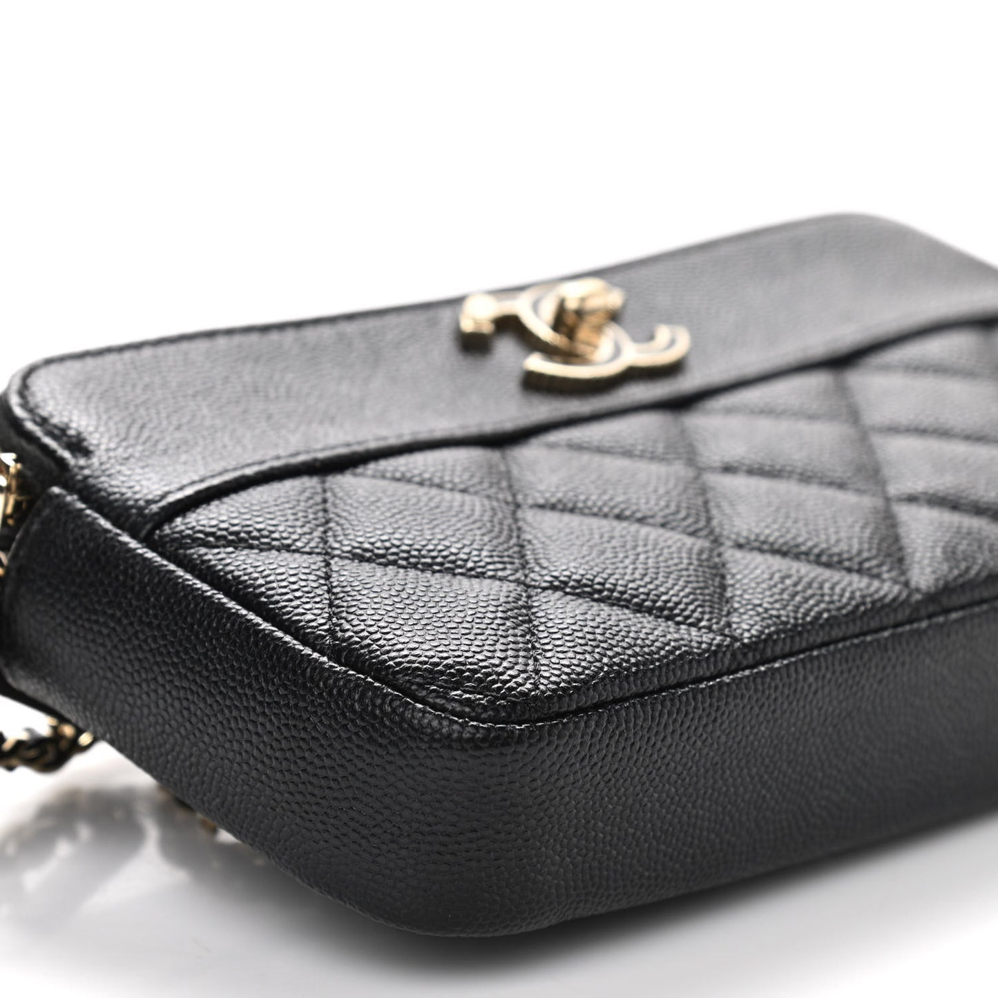 Caviar Quilted Small Vintage Mademoiselle Clutch With Chain Black