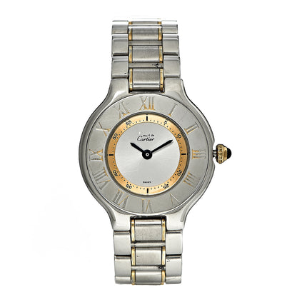 Cartier Stainless Steel 18K Yellow Gold 28mm Must De 21 Quartz Watch 1 of 9