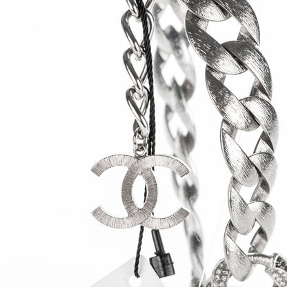 Chanel Crystal CC Chain Link Choker Necklace Grey 6 of 7