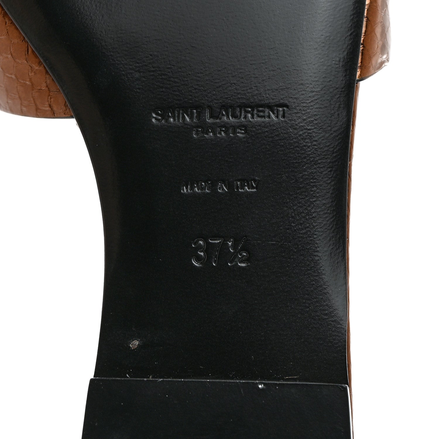 Saint Laurent Metallic Snakeskin Tribute 05 Slide Sandals 37.5 Kanyon Bronze 8 of 9