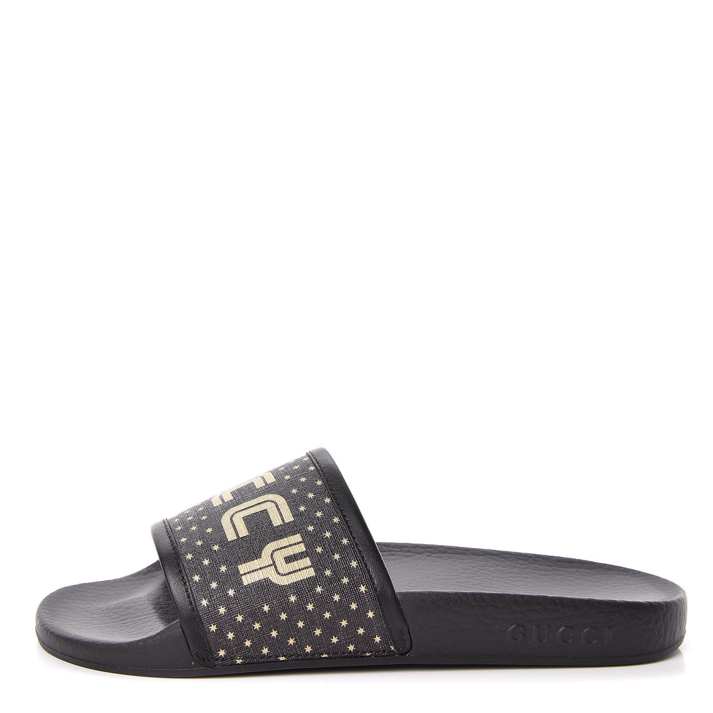 X SEGA Supreme Canvas GUCCY Stars Womens Slide Sandals 39 Black Gold