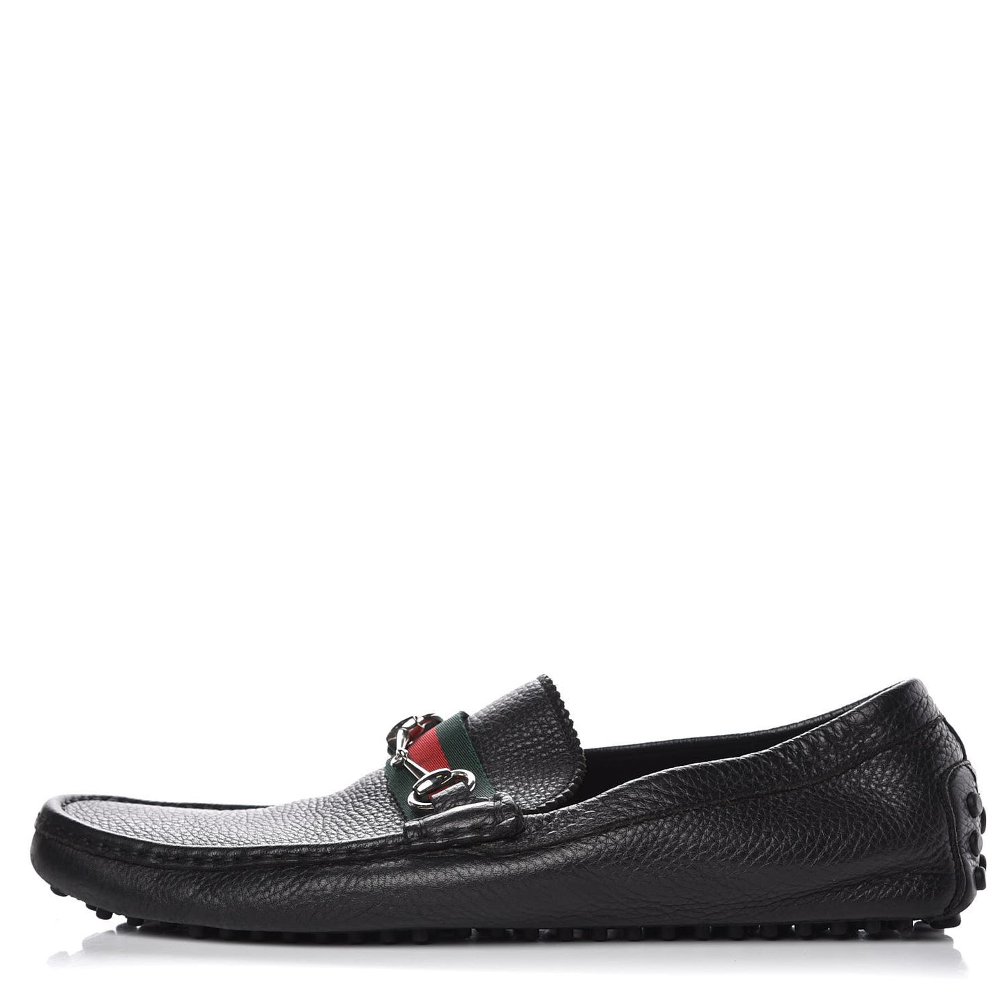 Calfskin Mens Horsebit Web Driver Loafers 10 Black