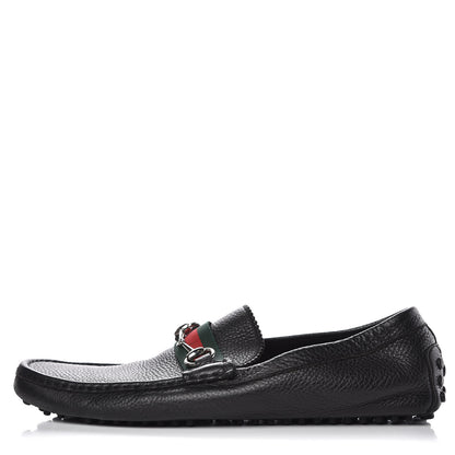 Gucci Calfskin Mens Horsebit Web Driver Loafers 10 Black 1 of 10