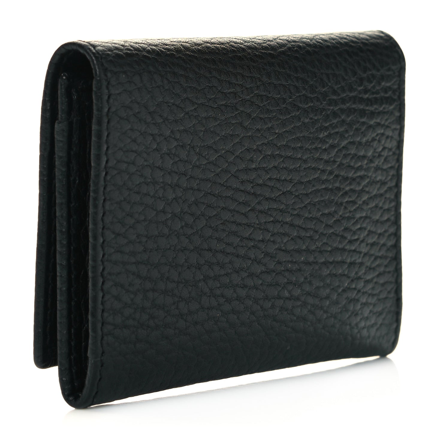 Pebbled Calfskin GG Marmont Card Case Black