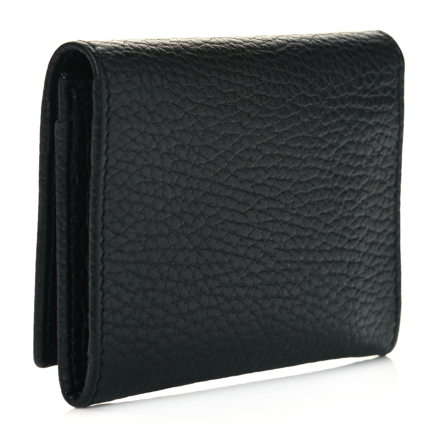 Gucci Pebbled Calfskin GG Marmont Card Case Black 3 of 9