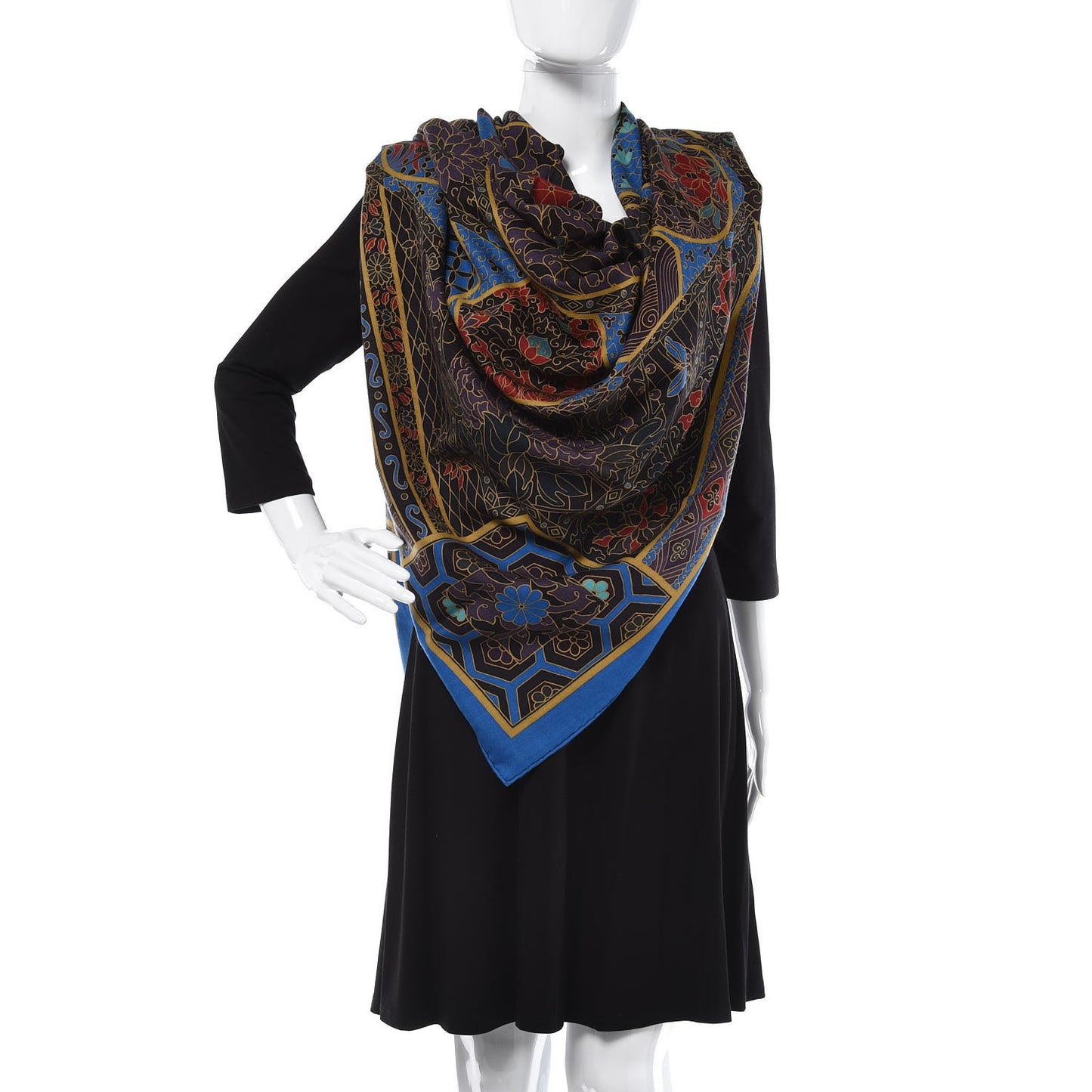 Cashmere Silk Collections Imperiales Shawl 140 Bleu Liedevin Mordore