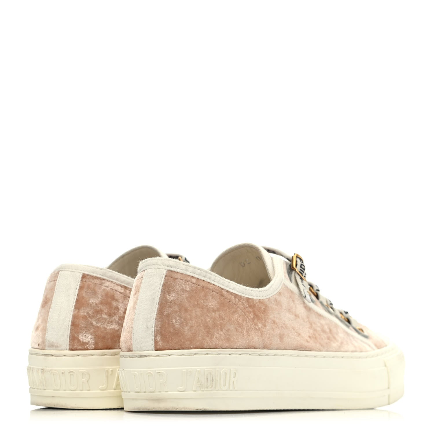 Christian Dior Velvet Walk'N'Dior Low Top Sneakers 36 Nude 3 of 4