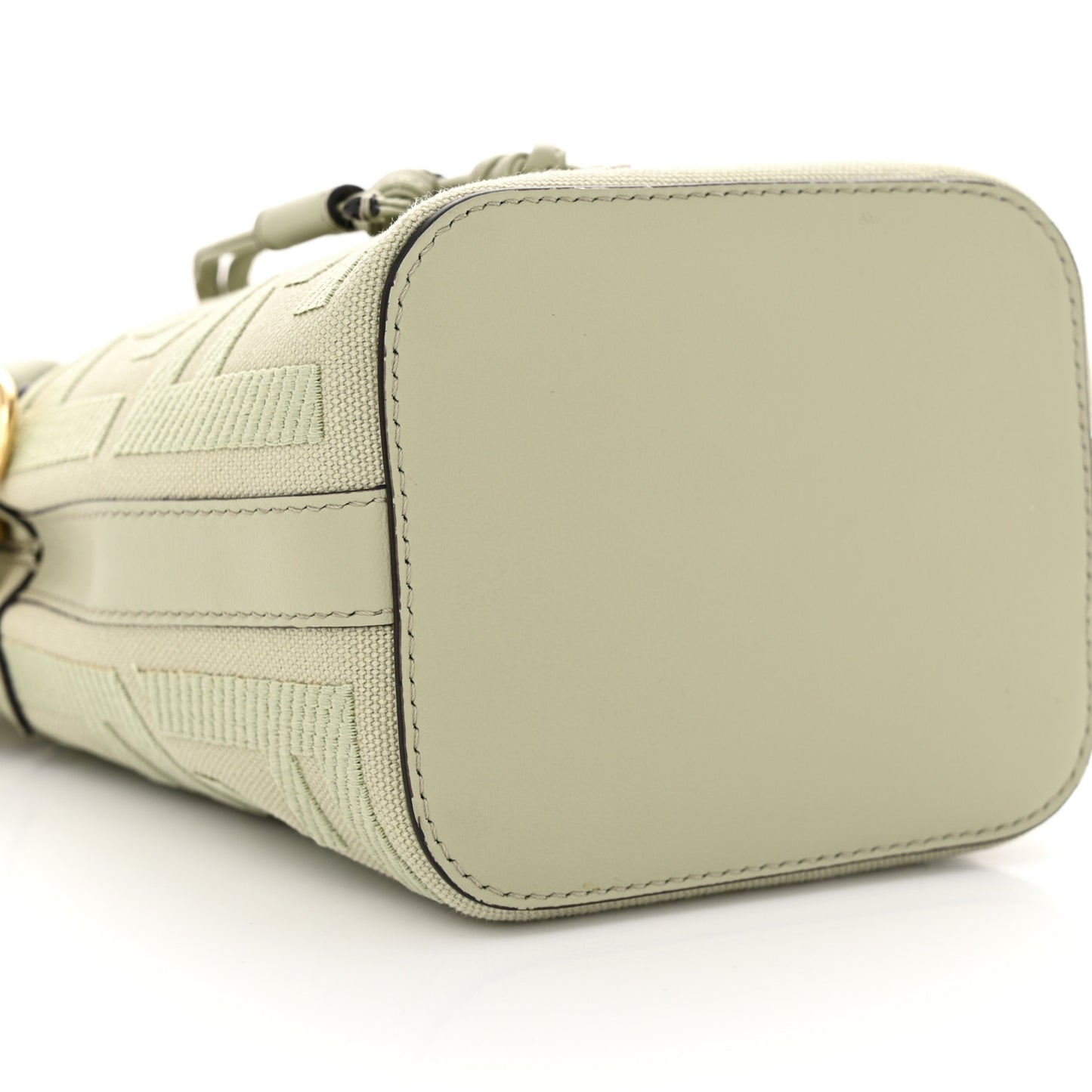 Canvas Nappa F is Fendi FF Embroidered Mini Mon Tresor Bucket Bag Grezzo White Nuvola