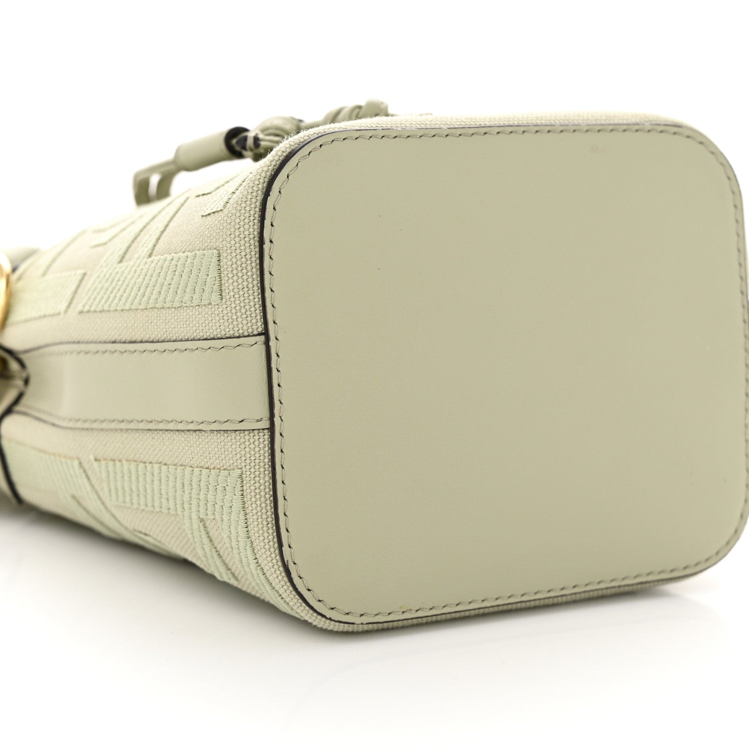 Fendi Canvas Nappa F is Fendi FF Embroidered Mini Mon Tresor Bucket Bag Grezzo White Nuvola 9 of 10