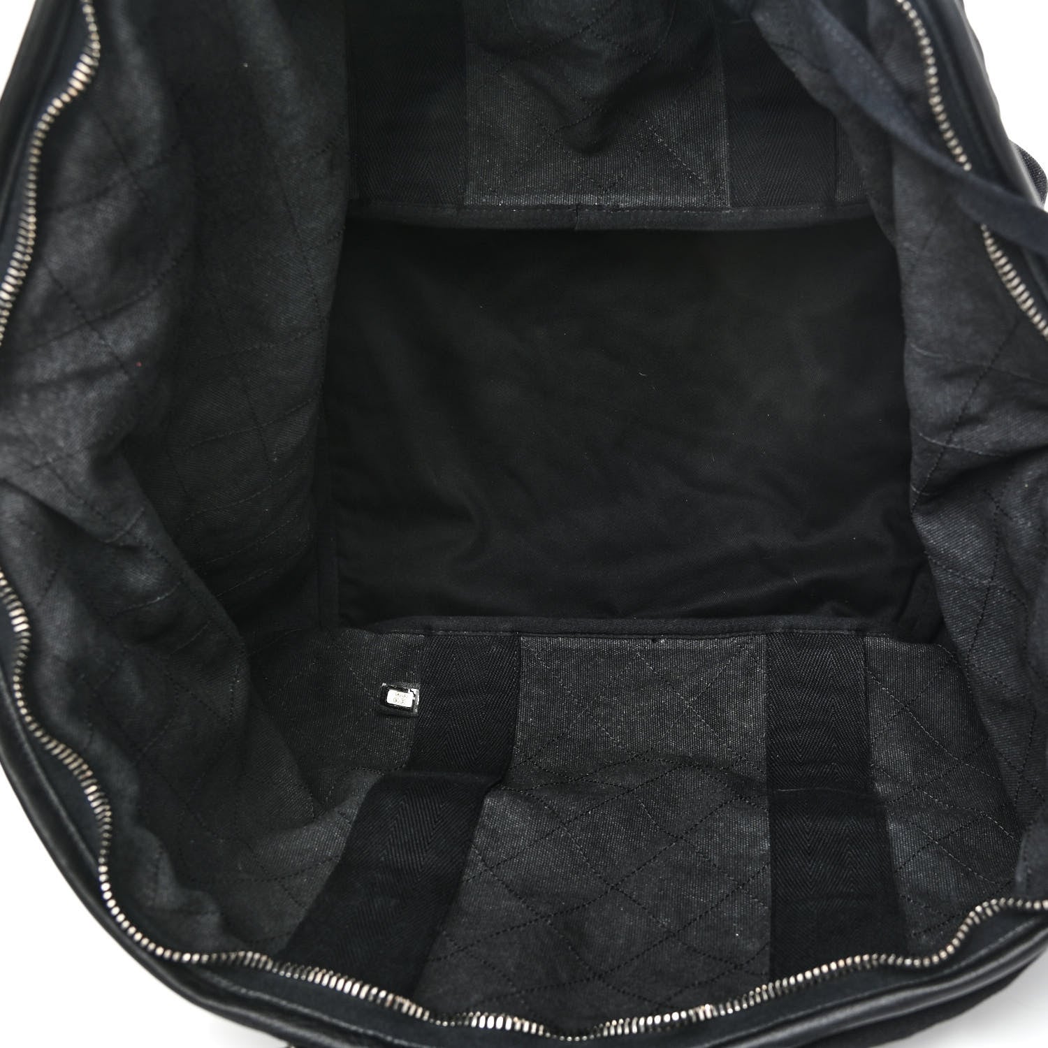 Chanel Washed Toile Calfskin Quilted Large Street Style Travel Bag Black 7 of 14