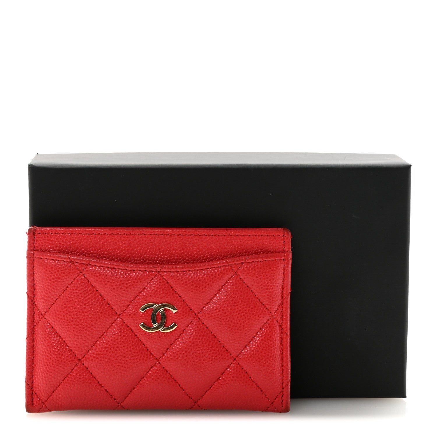 Chanel Caviar Quilted Card Holder Red 9 of 9