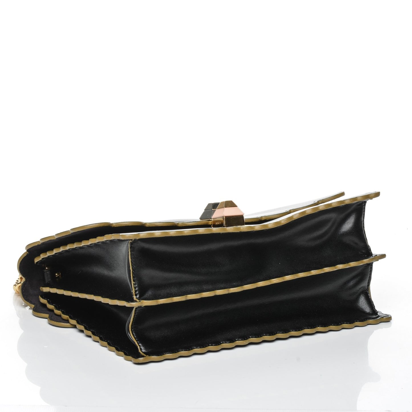 Vitello Liberty Scalloped Studded Kan I Shoulder Bag Black