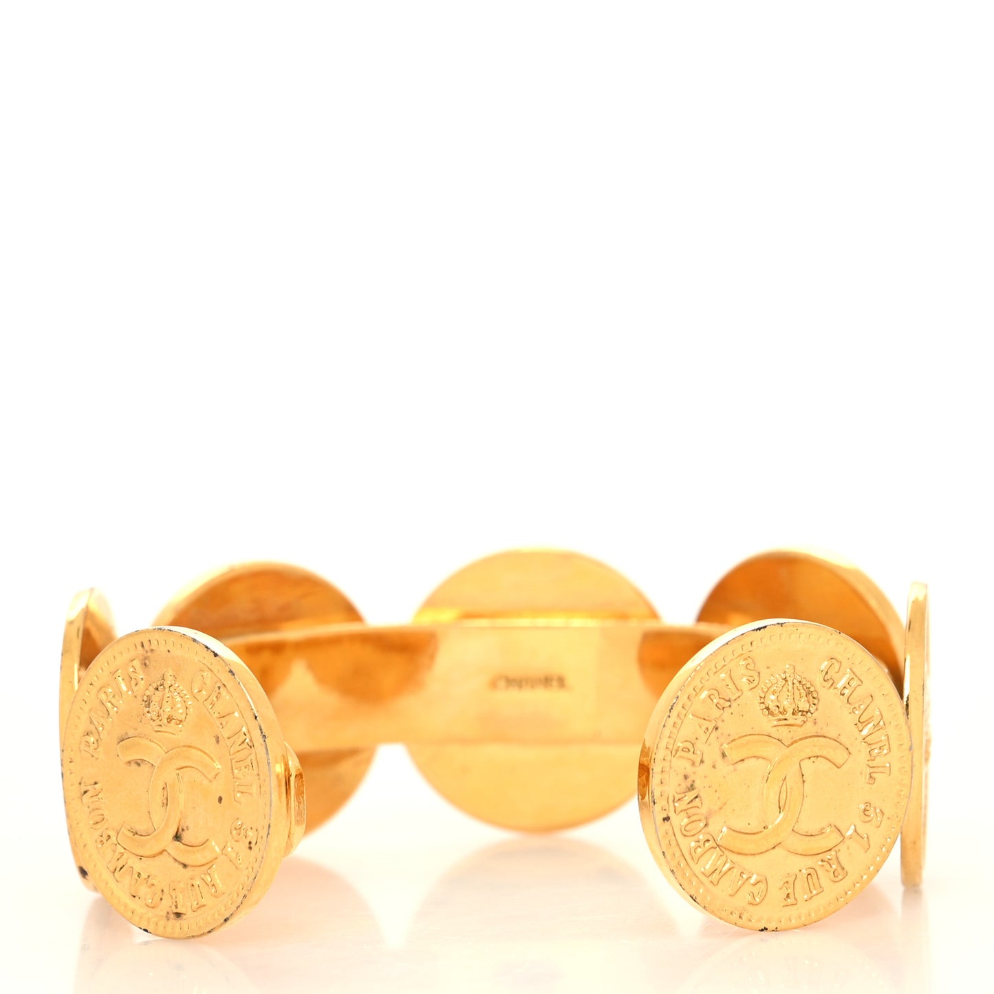 Metal Mademoiselle Coin Cuff Bracelet Gold