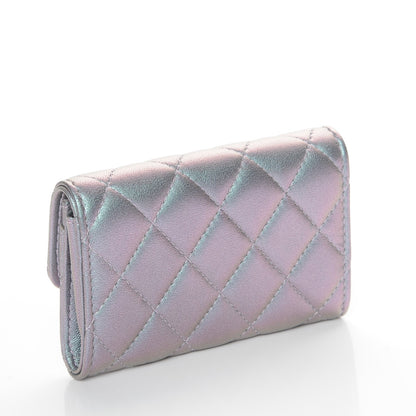Chanel Iridescent Lambskin Quilted Reissue Flap Card Holder Light Purple 3 of 9