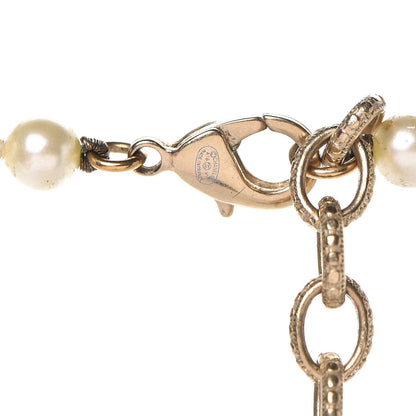 Chanel Graduated Pearl Crystal CC Long Necklace Light Gold 5 of 8
