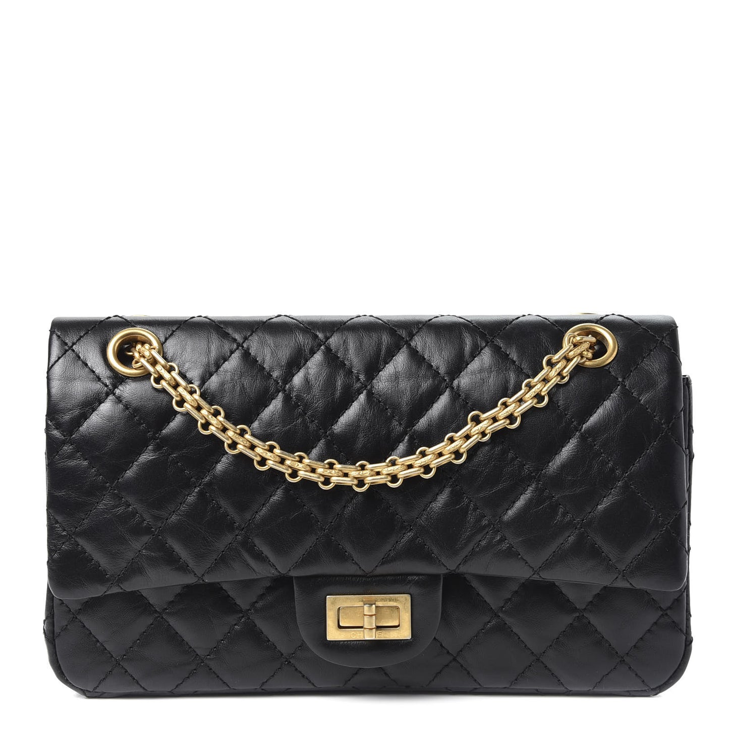 Aged Calfskin Quilted 2.55 Reissue 225 Flap Black